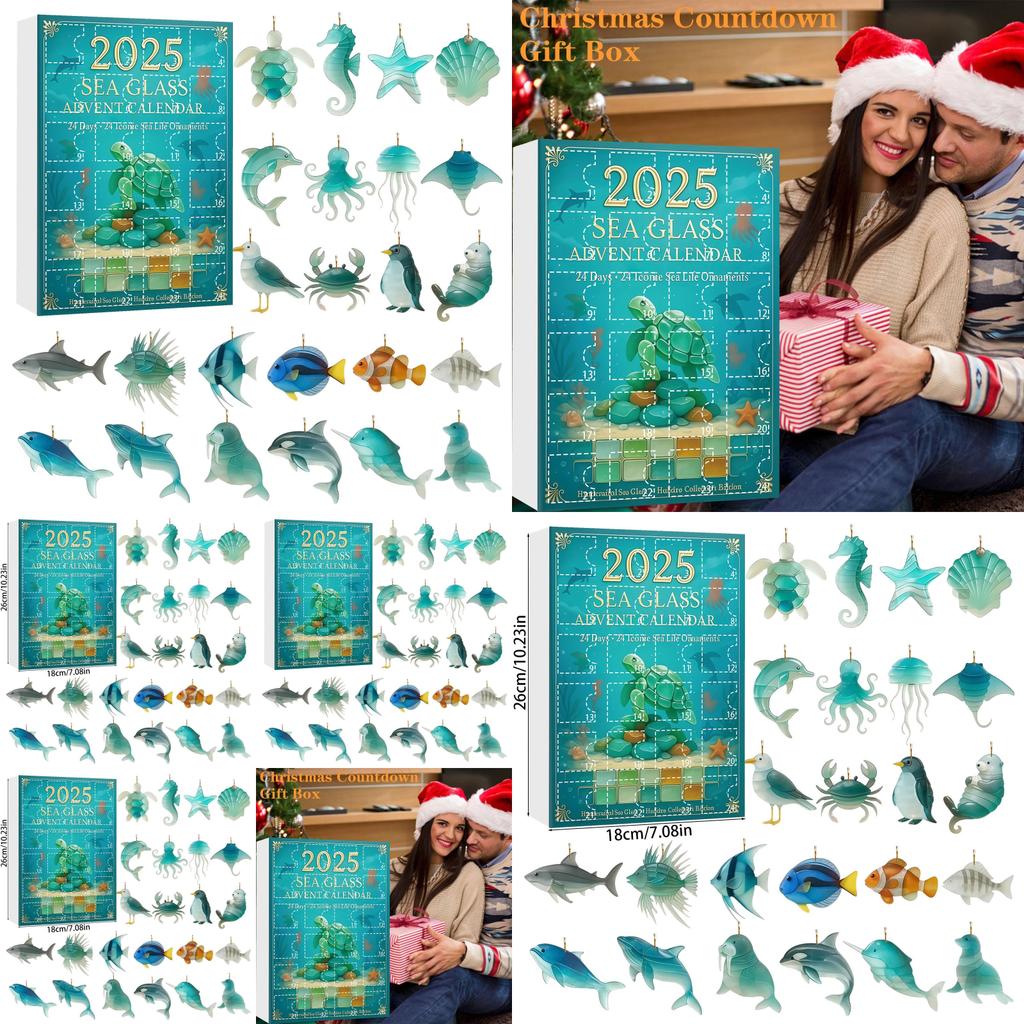 Christmas Advent Calendar Marine Life Acrylic Decorations For Holiday Party And Gift Giving