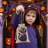 Pumpkin Theme Party Supplies 2PCS Halloween Drawstring Treat Bags, Cartoon Faux Linen Trick or Gift Pouches Sacks, Kids Candy Storage for Favors Cute