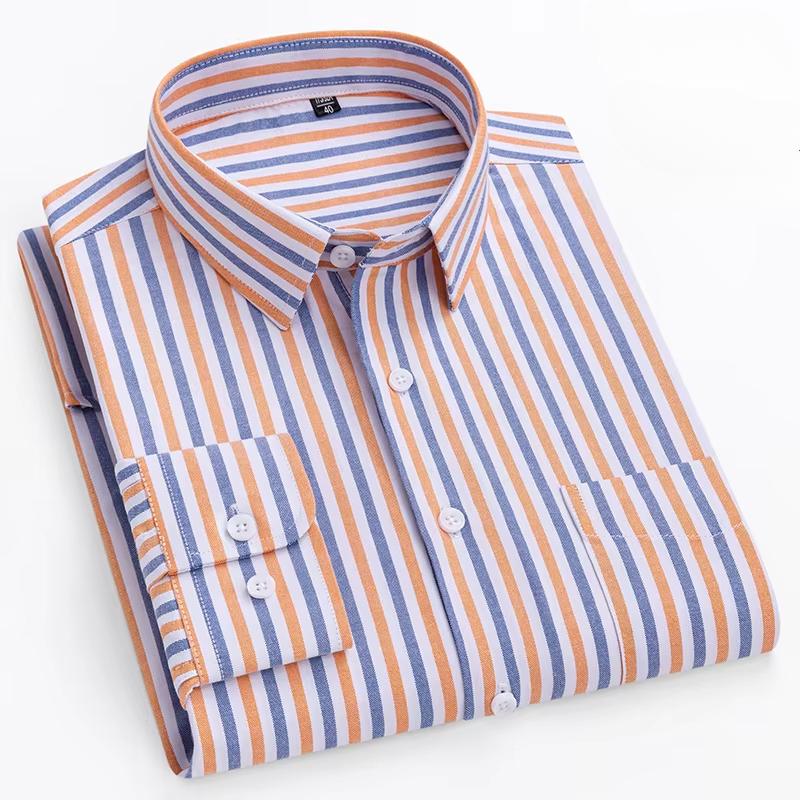 New In Shirt Over Size Long-sleeve Shirts for Men Slim Fit Formal Plain Shirt Soft Comfortable Striped Plaid Office Full Clothes