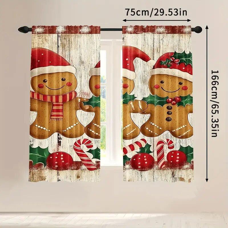 Christmas gingerbread man bag curtains   bedroom and living room decoration   home decoration   Christmas decoration