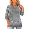 Women's Fashion Casual Round Neck Three-Quarter Sleeve Oversized Print Top