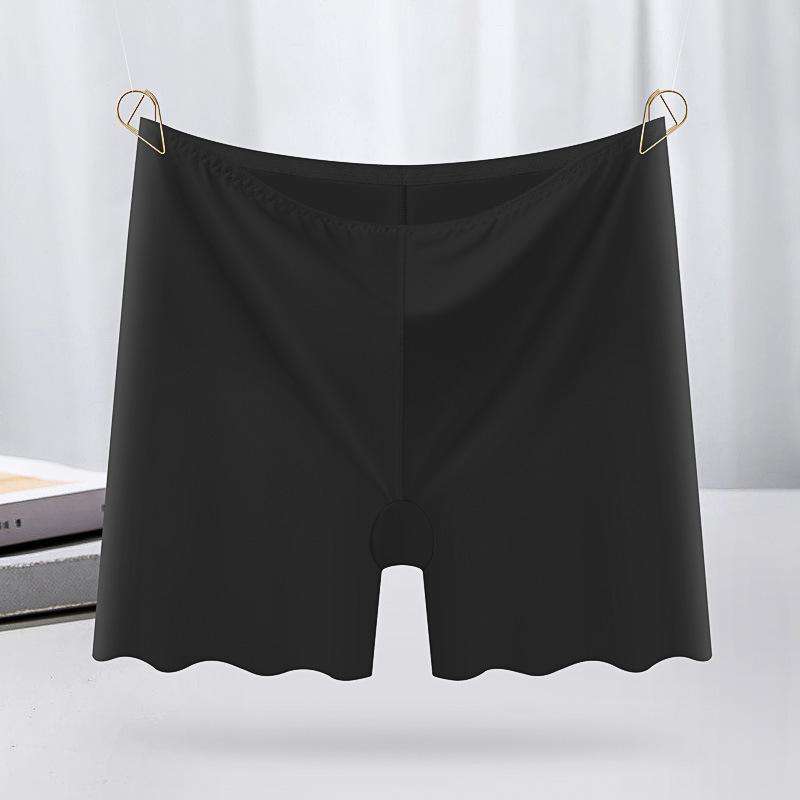 Ice Silk Seamless Women's Anti-Exposure Shorts - Thin, White Base Layer