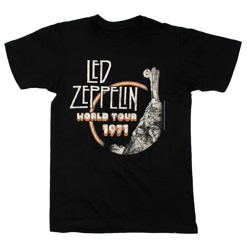 Band Photo Led Zeppelin Band TShirt Cotton Graphic Tee Men Women Summer Streetwear