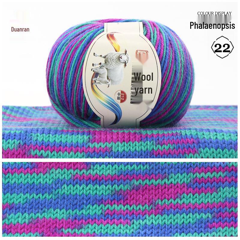 Rainbow Gradient Wool Yarn for Hand-Knitted Sweaters, Baby Hats, and Scarves