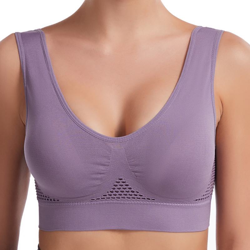 Wire-free Hollow Mesh Sports Bra for Yoga, Running, and Sports Activities