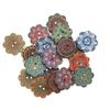 50Pcs Mixed Pattern Vintage Flower Wooden Buttons 20mm Assorted Buttons 2 Holes Sewing Random Flower Painting Buttons