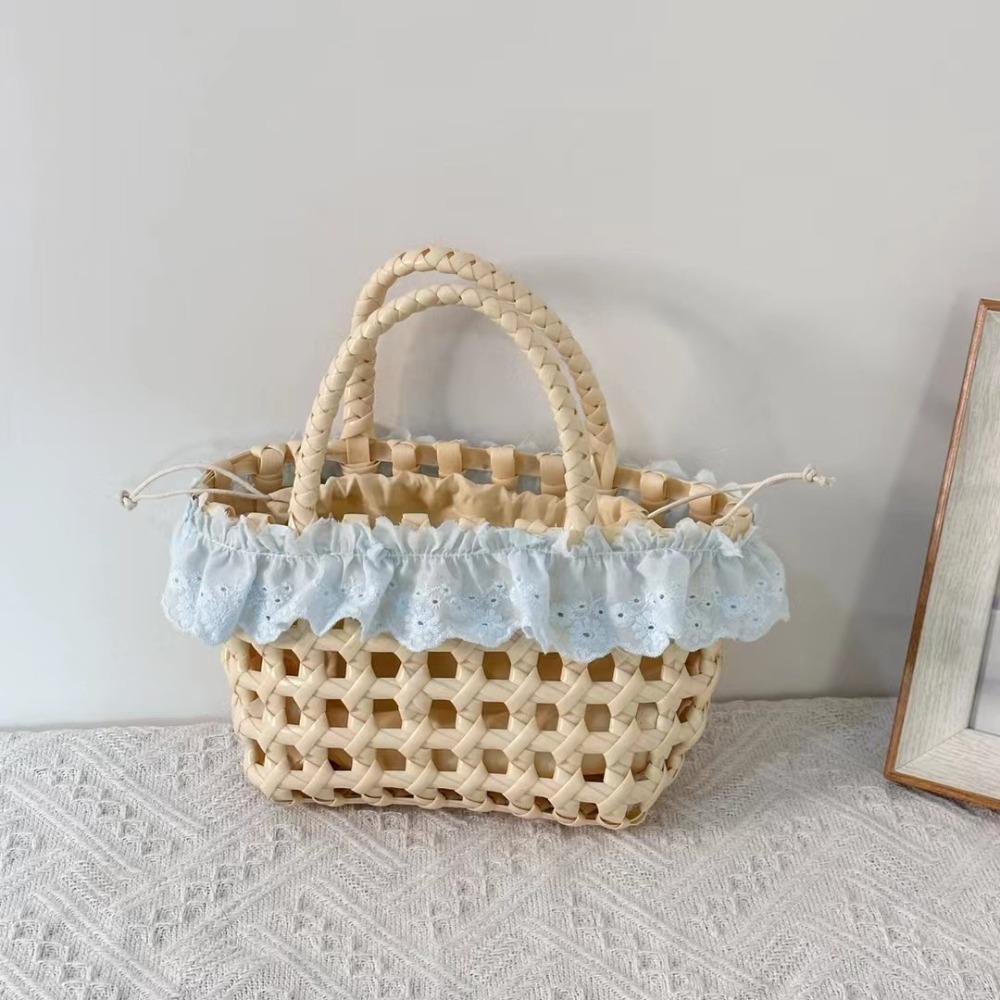 Casual PVC Hollow Weave Bag Large Capacity Vacation Style Vegetable Basket Bags Shoulder Bags