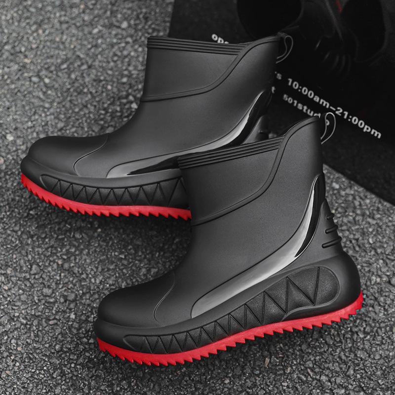 Fashion rain shoes men's short tube outer wear soft-soled waterproof shoes outdoor fishing shoes non-slip kitchen rubber shoes car wash shoes