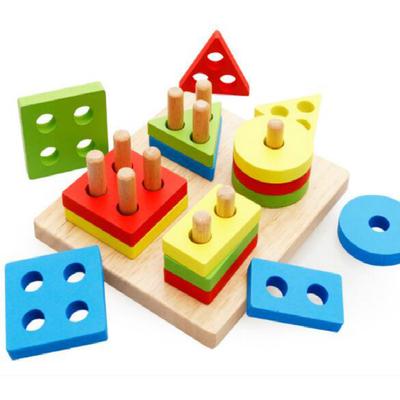 Montessori Materials Math Geometry Shape Cognitive Building Toy Puzzle Toy Wooden Shape Sorting Toys