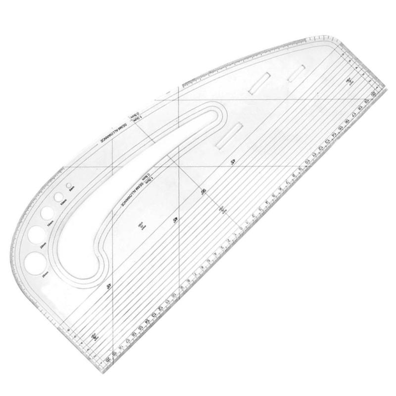 

Clear Acrylic Pattern Making Ruler Sewing Template Tool With 5 Round Button Cutouts 3 Eyelet Slots For Crafting 1