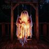 Trick or Treat Party Supply Hanging Swing Ghost Halloween Decoration, Spooky Light Up Large Swinging Front Porch Holiday Display with Blood Fabric for