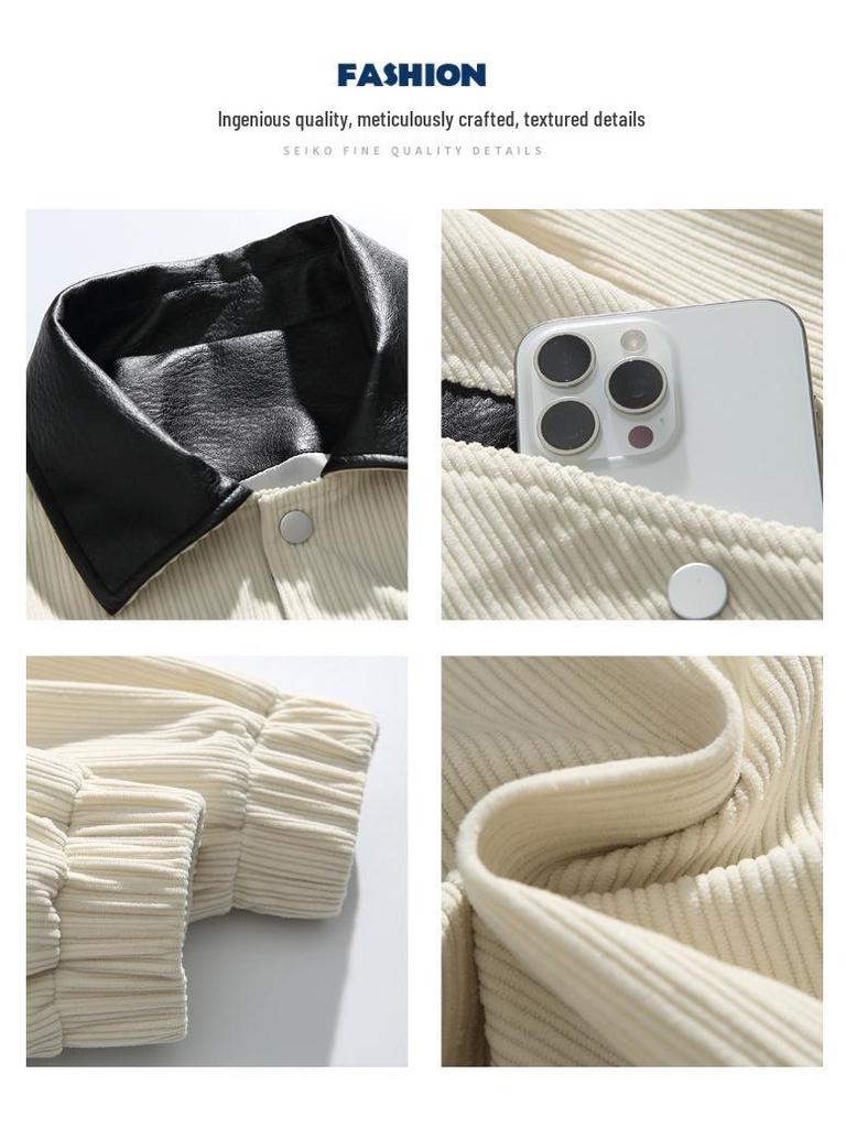 ACU Menswear | Men's Color Block Corduroy Lapel Jacket - 2026 Autumn/Winter High-End Casual Patchwork
