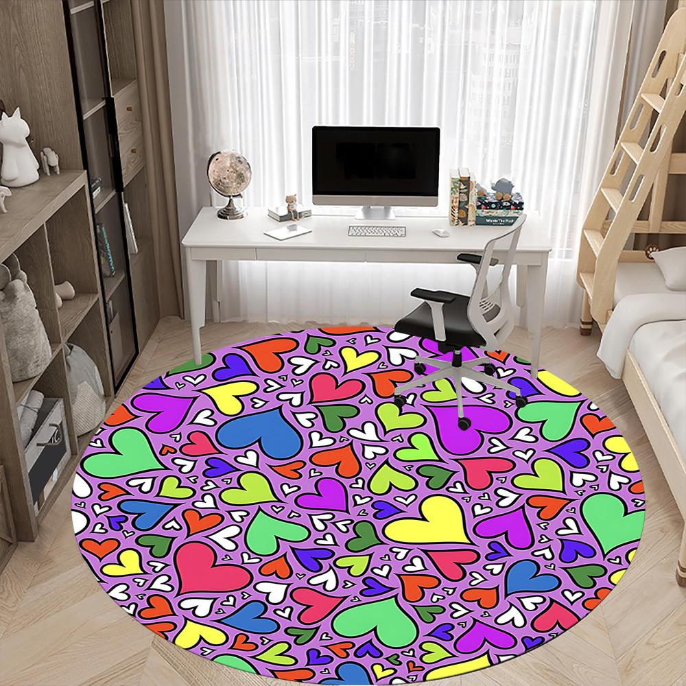 1pc Heart Print Chair Carpet for Office, Soft Flannel Throw Mat, Perfect for Office,Holiday Party Decoration Choice yy251113096