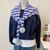 Warm Neck Wrap Shawl Striped Pattern Shoulder Cape Scarf New Knitted Scarf  Autumn Winter