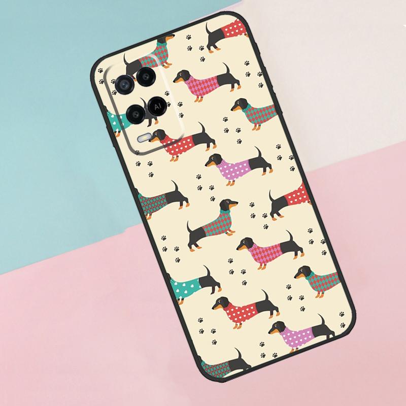 

Cartoon Dachshund Dog For Oppo A40 A60 A80 A18 A38 A58 A78 A98 A79 A16 A76 A96 A15 A74 A94 A54 A77 A17 Phone Case OPPO A77 5G