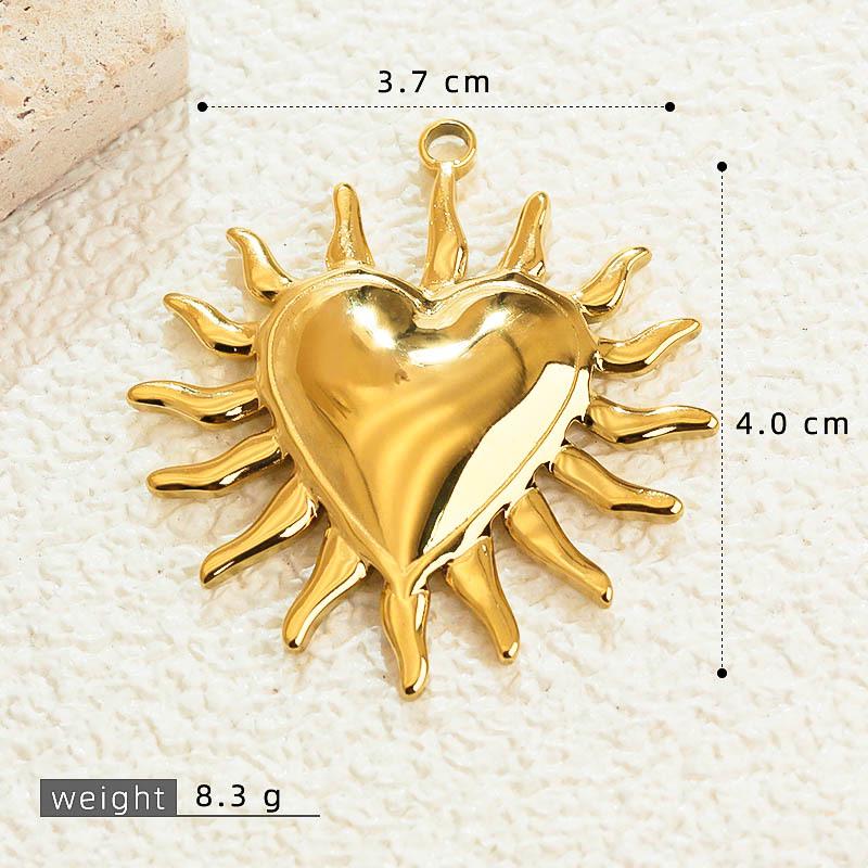 18K Gold Plated Sun Heart Pendant Necklace & Bracelet in Stainless Steel
