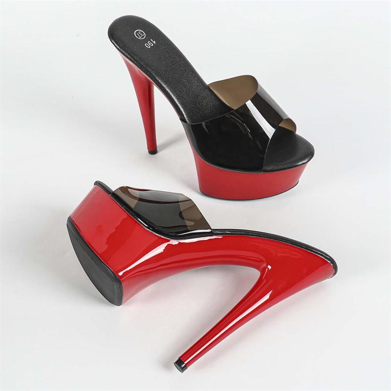 Fashion Eilyken Summer Platform Slippers Women PVC Transparent Super Thin High Heels Shoes Sexy Wedding Banquet Party Zapatos De Mujer