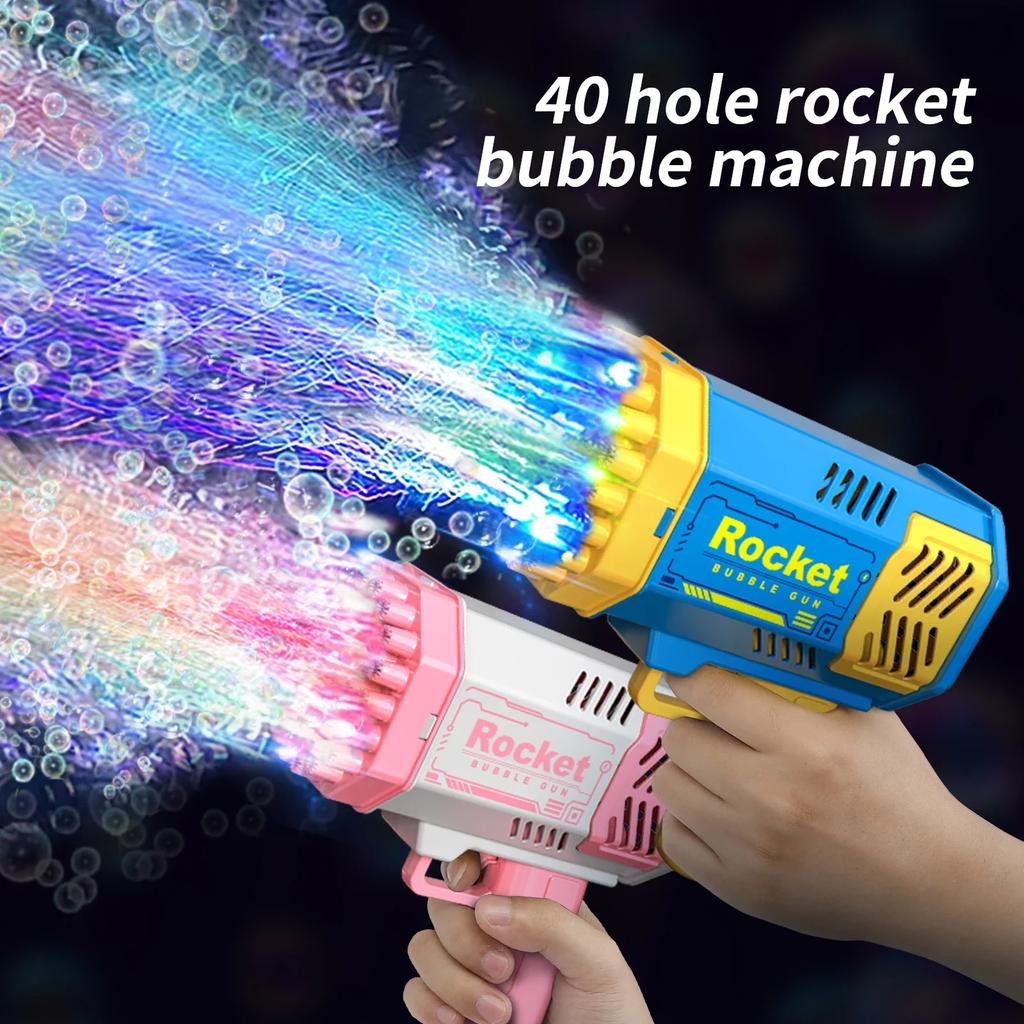 40 Hole Handheld Massive Foaming Space Light Bubble Machine Electric Children's Toys Without Battery Without Bubble Water