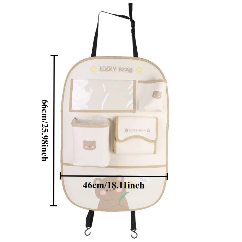 Organisateur de siège arrière de voiture Style dessin animé Protection anti-salissure pour enfants Amovible avec support pour tablette à écran tactile 5 Poches de rangement