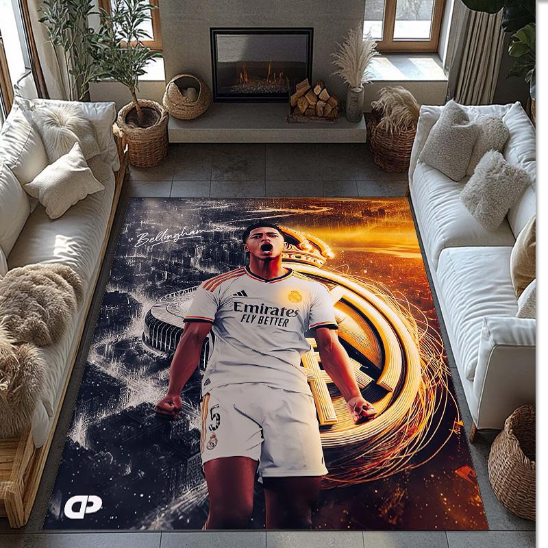 Jude Bellingham Printed Flannel Area Rug Non Slip Soft Polyester Floor Carpet Indoor Decor Mat for Bedroom Living Room Sofa