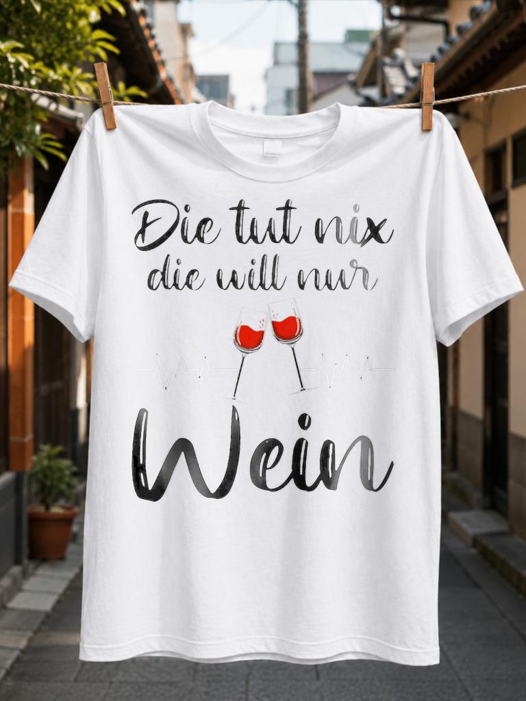 Gerunisex She Only Wants Wine Quote Two Red Wine Above A Heartbeat Line And Flowing Script Wine Lover Unisex All TShirt