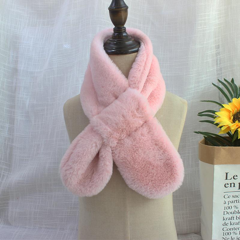 2025 Solid Color Children's Scarf: Autumn/Winter Warm Women's Imitation Rabbit Hair Thickened Baby Neck Warmer