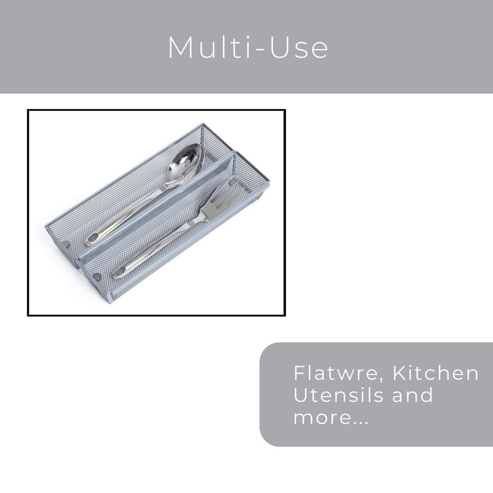 Langlebige Stahl-Schubladen-Organizer-Schale 12x3 Zoll Rutschfeste Netz-Aufbewahrungslösung Küchenutensilien Besteck Bürobedarf Bastelbedarf