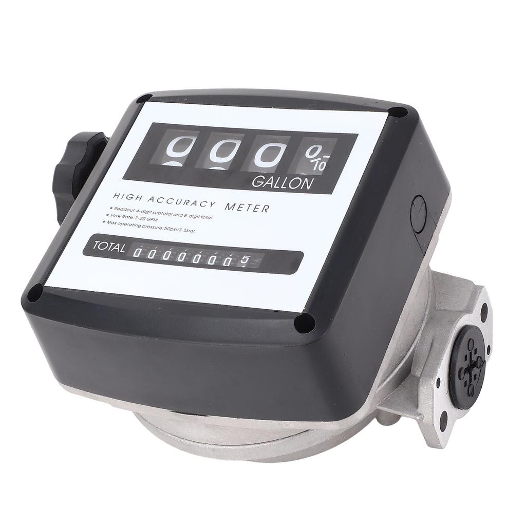 Aluminum Mechanical Fuel Flow Meter 4 Digit Pump Flow Meter Gallon High Accuracy Easy Reading