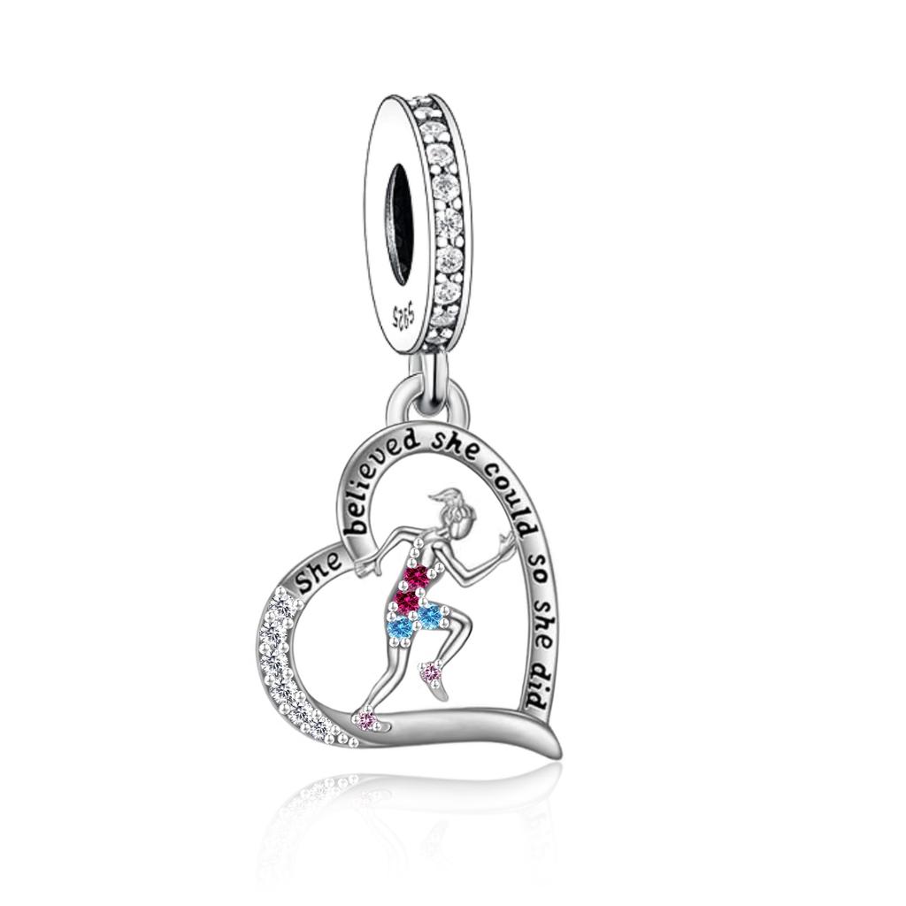 Fit Charm Bracelet 925 Silver Swimming Pole Dance Cheerleader Golf Volleyball Baseball Runner Bead For Making Berloque
