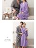 Waffle Pattern Bathrobe Couple Pajamas, Unisex Summer Three-Quarter Sleeve, Korean Style, Polyester & Absorbent.