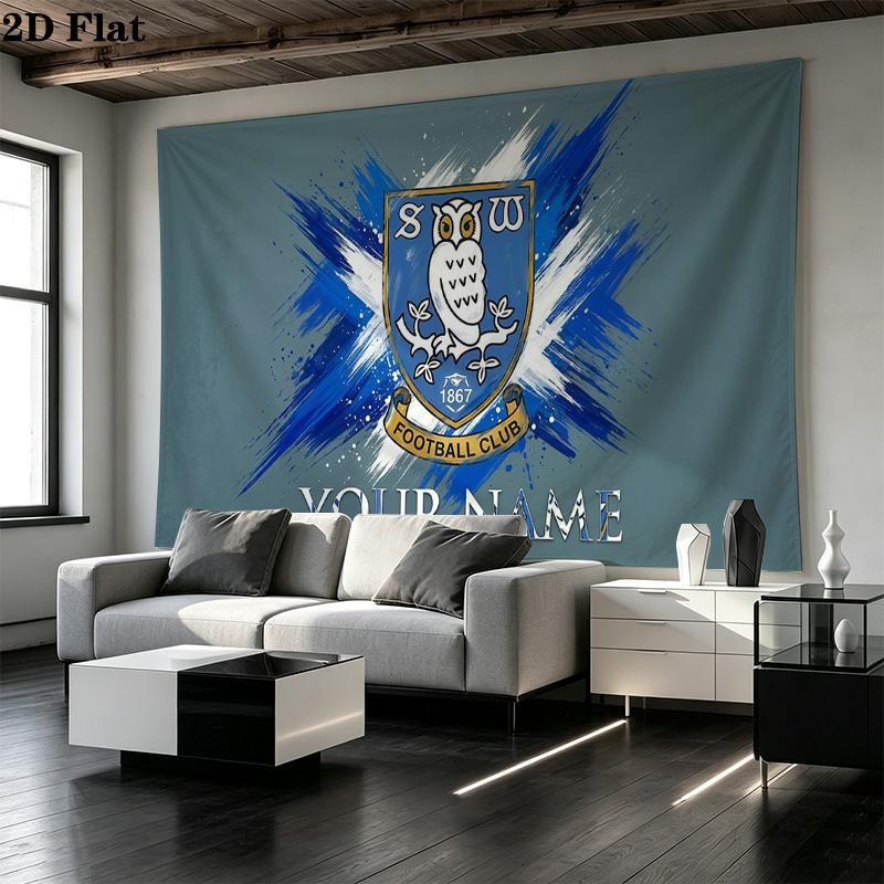 Custom Name Sheffield Wednesday Football Club Printed Tapestry – Wall Hanging for Bedrooms, Dorms, and Home Decor