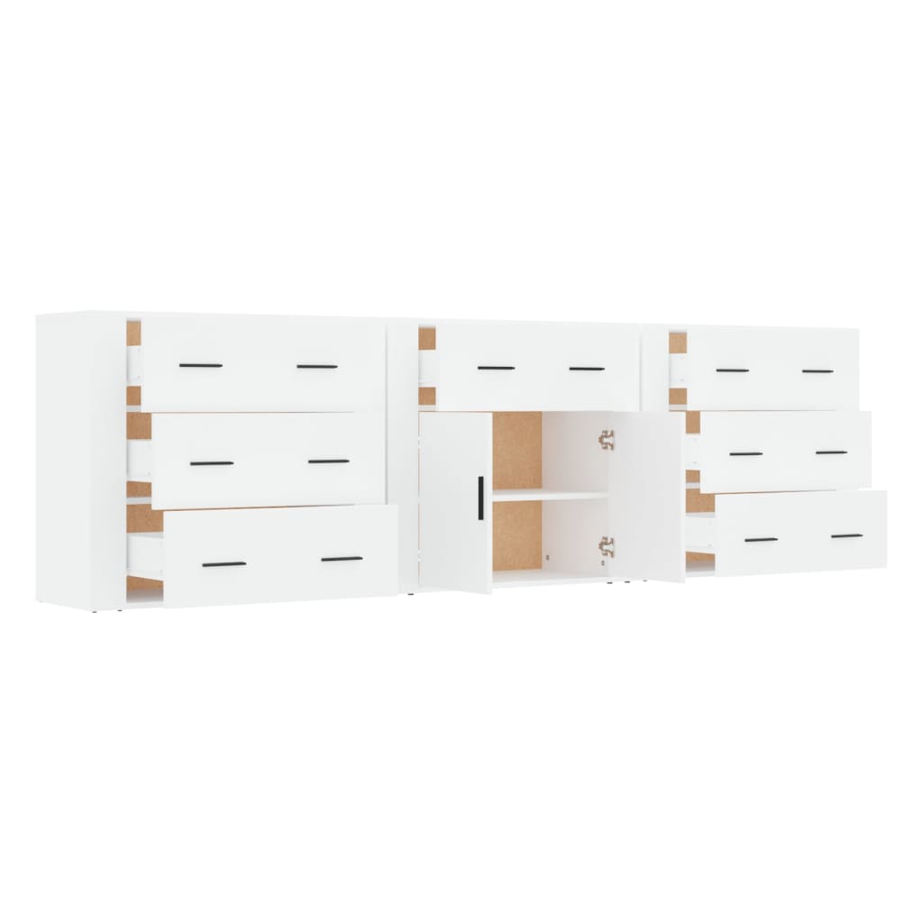 Sideboards 3 pcs White Particleboard