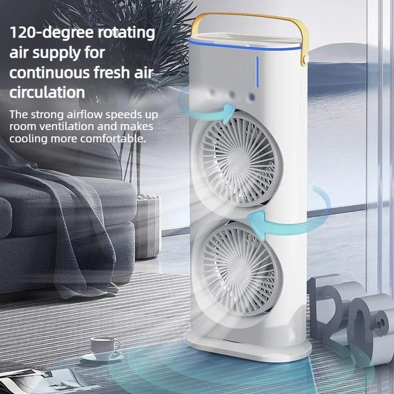 Multifunctional Shaking Head Spray Fan Humidifying Refrigeration Air Conditioning Fan Portable Desktop Fan Air Cooler