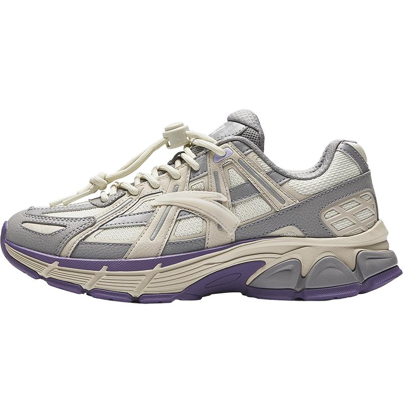Anta Kids Millennium Synthetic Leather Retro Trend Lightweight Shock Absorption Low Top Casual Shoes Kids Casual Shoes Gray White 322448813-1