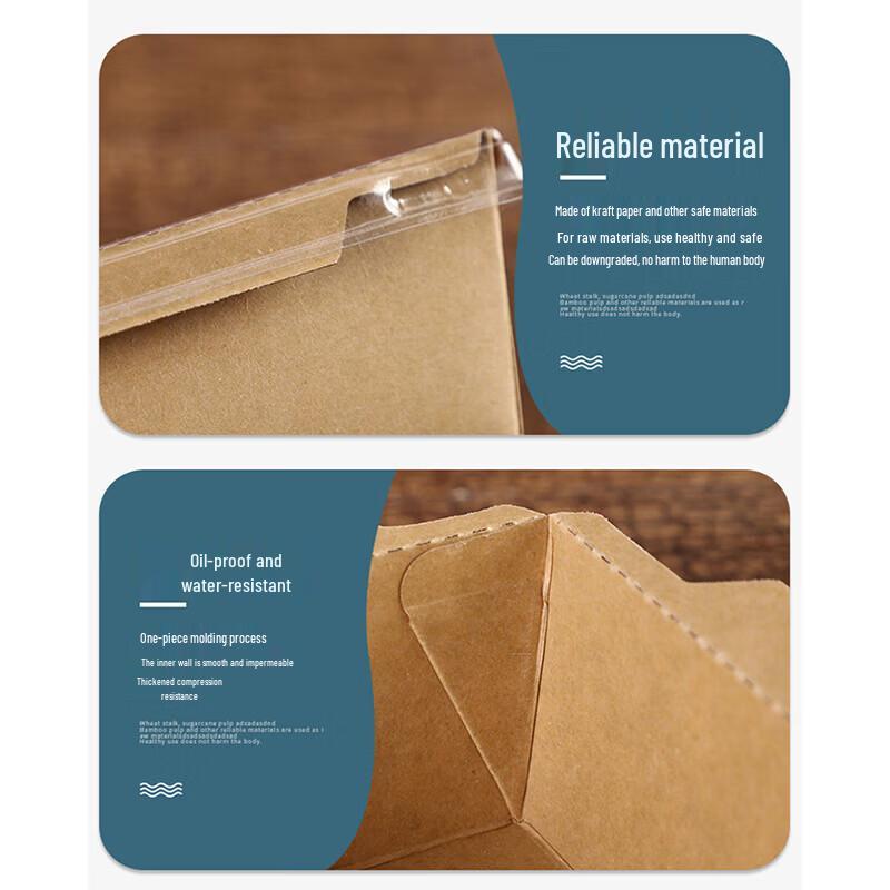 Disposable Kraft Paper Meal Box with Transparent Lid