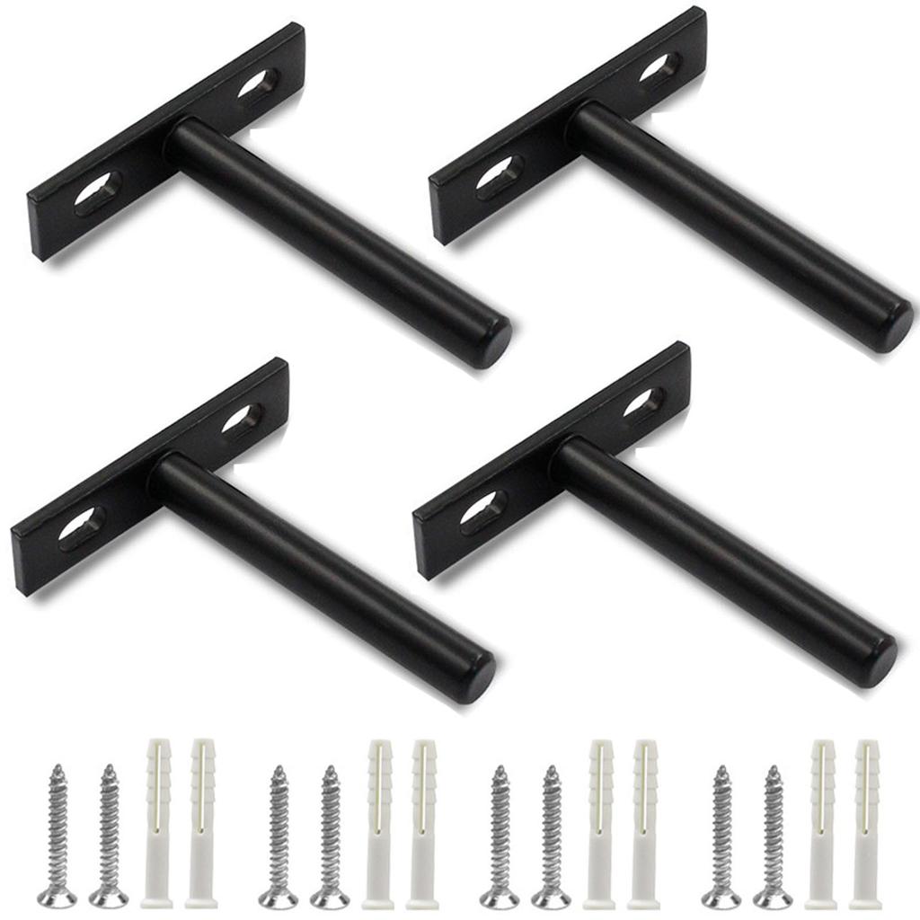 4 Stück Metall Schwarz Matt Robuste Schweberegalhalterungen Für Holzregale Set von 4 Schweberegale
