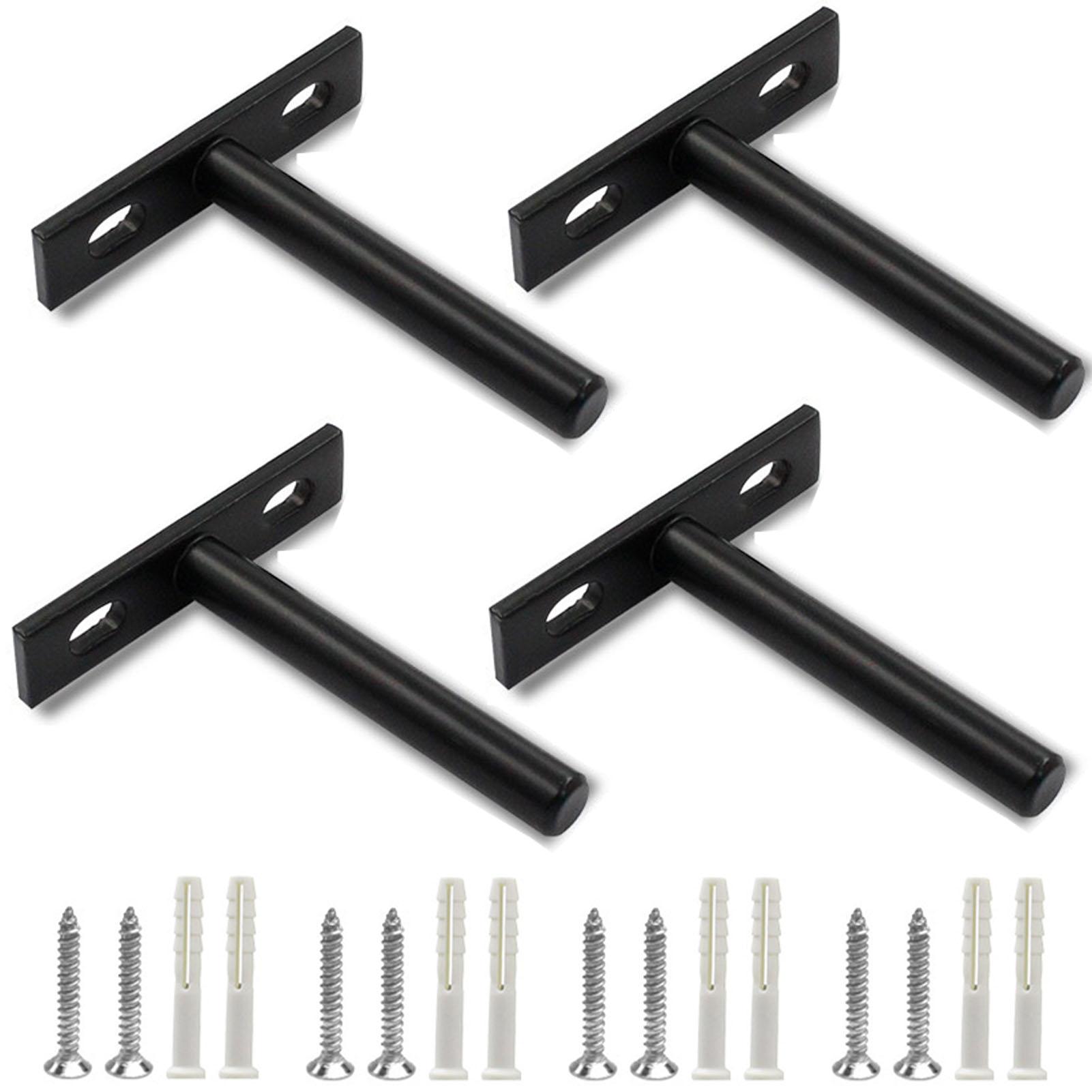 

4pcs Metal Black Matte Heavy Duty Floating Shelf Brackets For Wood Shelves Set Of 4 Floating Shelfs