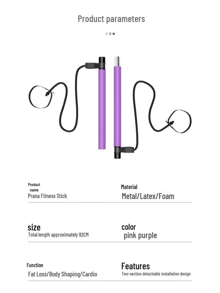 Multifunctional Pilates Bar: Home Fitness Yoga Equipment with Resistance Band for Elastic Exercise & Butt Lift