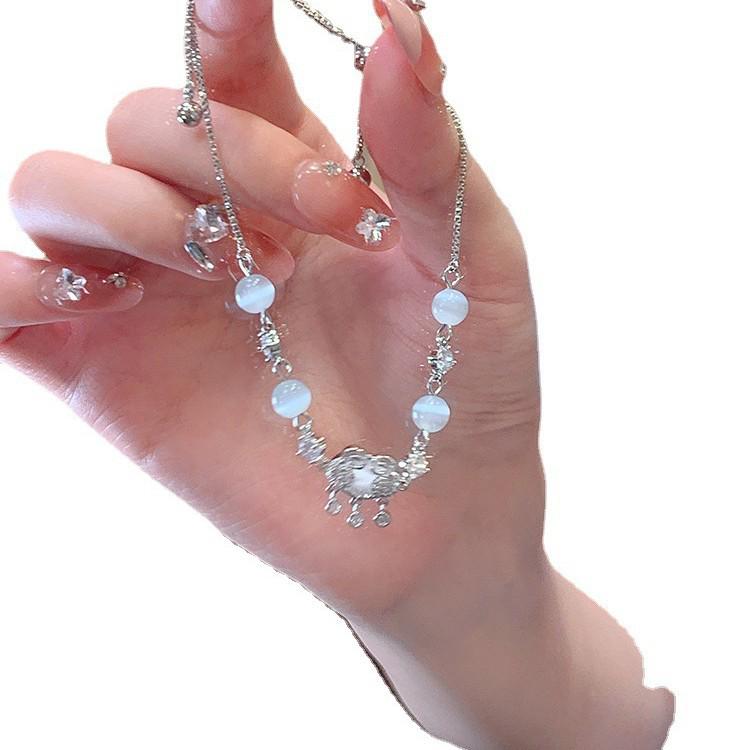 Chinese Cat's Eye Safety Lock Bracelet with Zirconia: National Style Pull-Type Jewelry for Women