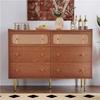 Commode - 6 tiroirs - Vintage - Noyer - Pieds métalliques 20 cm