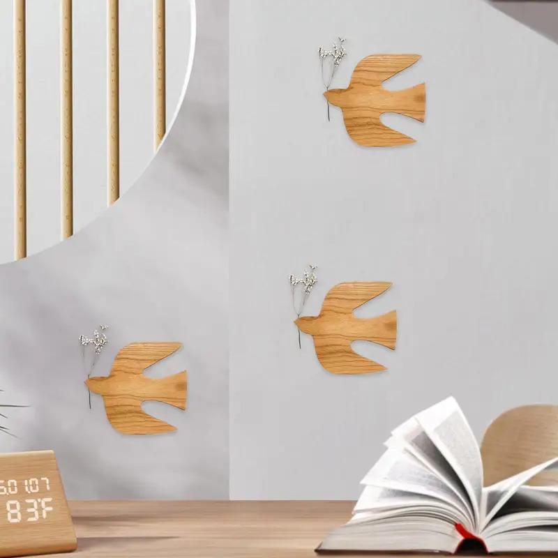 Natürliches Holz Vogel Wandkunst Handgefertigte Holz Vogel Wanddekoration Modernes Wohnzimmer & Schlafzimmer Heimdekoration