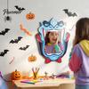 Halloween Wall Mirror Wooden Decorative Mirror, Pumpkin Ghost Bat Witch Cartoon Wood Decor Decor, Fun for Entryway Party, Festive Home Ornament Rustic
