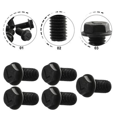 Pack of 5 M8 X 18mm Left Hand Thread Hex Flange Screws for Use with For Cutting Machines Carbon Steel Material