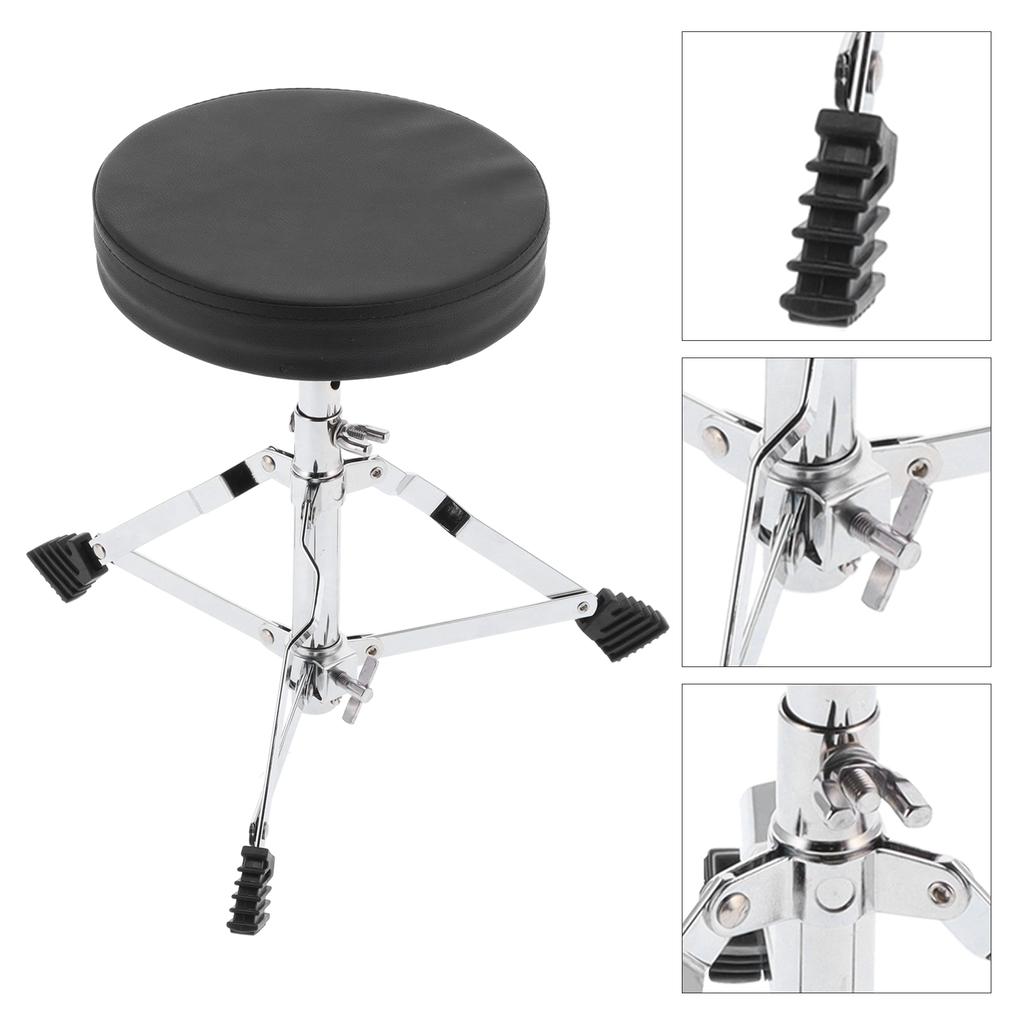 Drum Throne Padded Drum Seat Drumming Stools Adjustable Height with 5A Maple Wood Stick