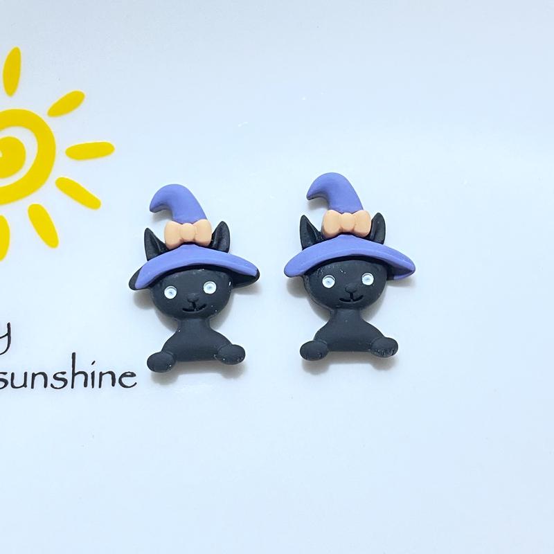 

10Pcs New Cute Mini Halloween Black Cat Series Resin Flatback Cabochon Scrapbook Kawaii Embellishments Accessories