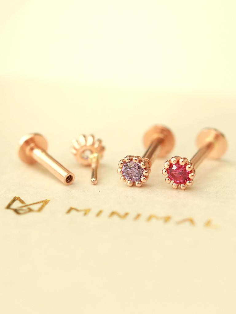Minimalpiercing 14K Internal Mini-Me Round Labret Piercing