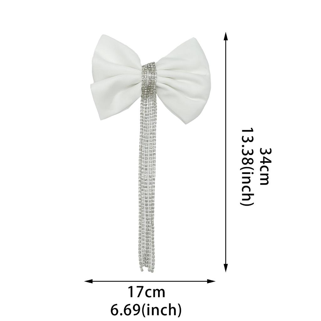 Delicate Satin Rhinestone Fringed Heavy Industry Black And White Bow Diamond Chain Bow Tie Collar Flower Hair Accessories Clothing Decoration