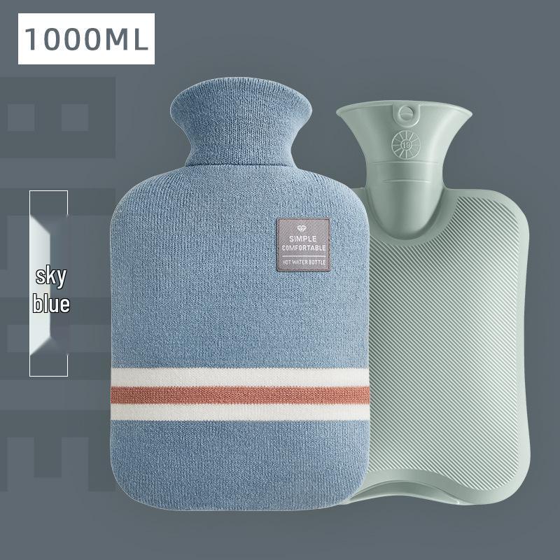 Transparent PVC Hot Water Bottle, Portable Stomach Warmer, Large Size, Plush Fabric, Cute Design, Ideal for Students.