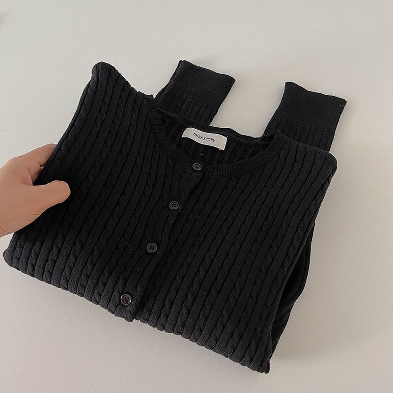 

Solid Color Thread round Neck Sweaters Women s Clothing 2025 Winter New Arrival Loose Retro Lazy Style Younger Knitwear Tops Black M