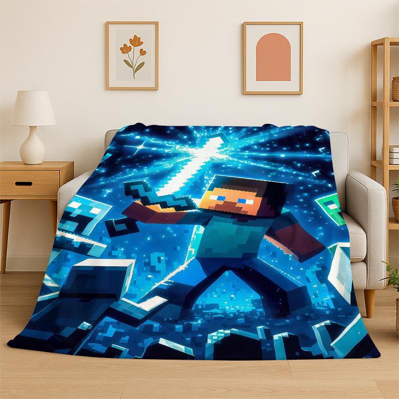 Cartoon S-Sandbox Pixel Bulding Game Soft Flannel Throw Blanket,Cozy Blanket for Bed,Couch,Sofa,Bedroom,Living Room,Picnic kids